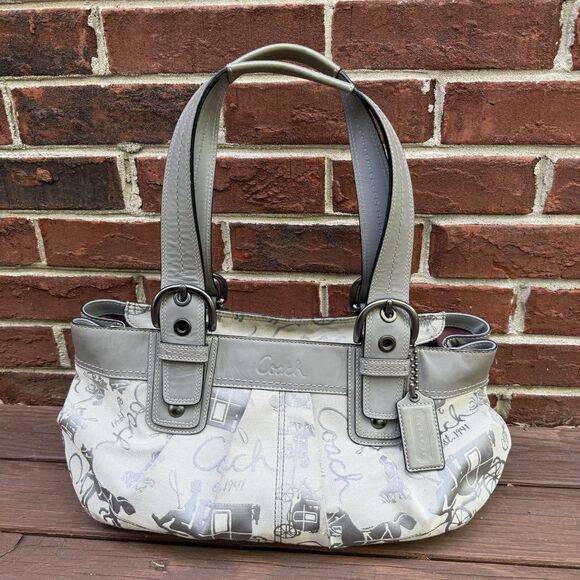 Coach Horse & Carriage Purse Shoulder Bag Gray Hobo - Picture 2 of 15